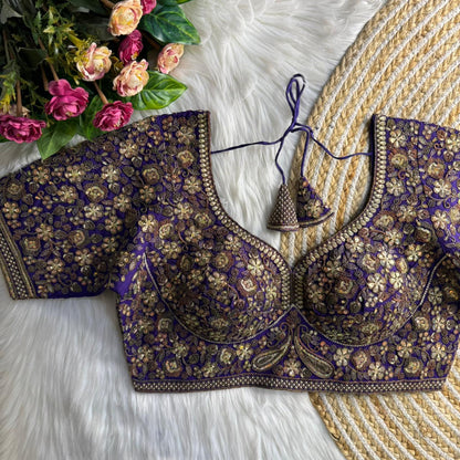 Readymade Pure Soft Roman Silk Sabyasachi Style Bridal Blouse 