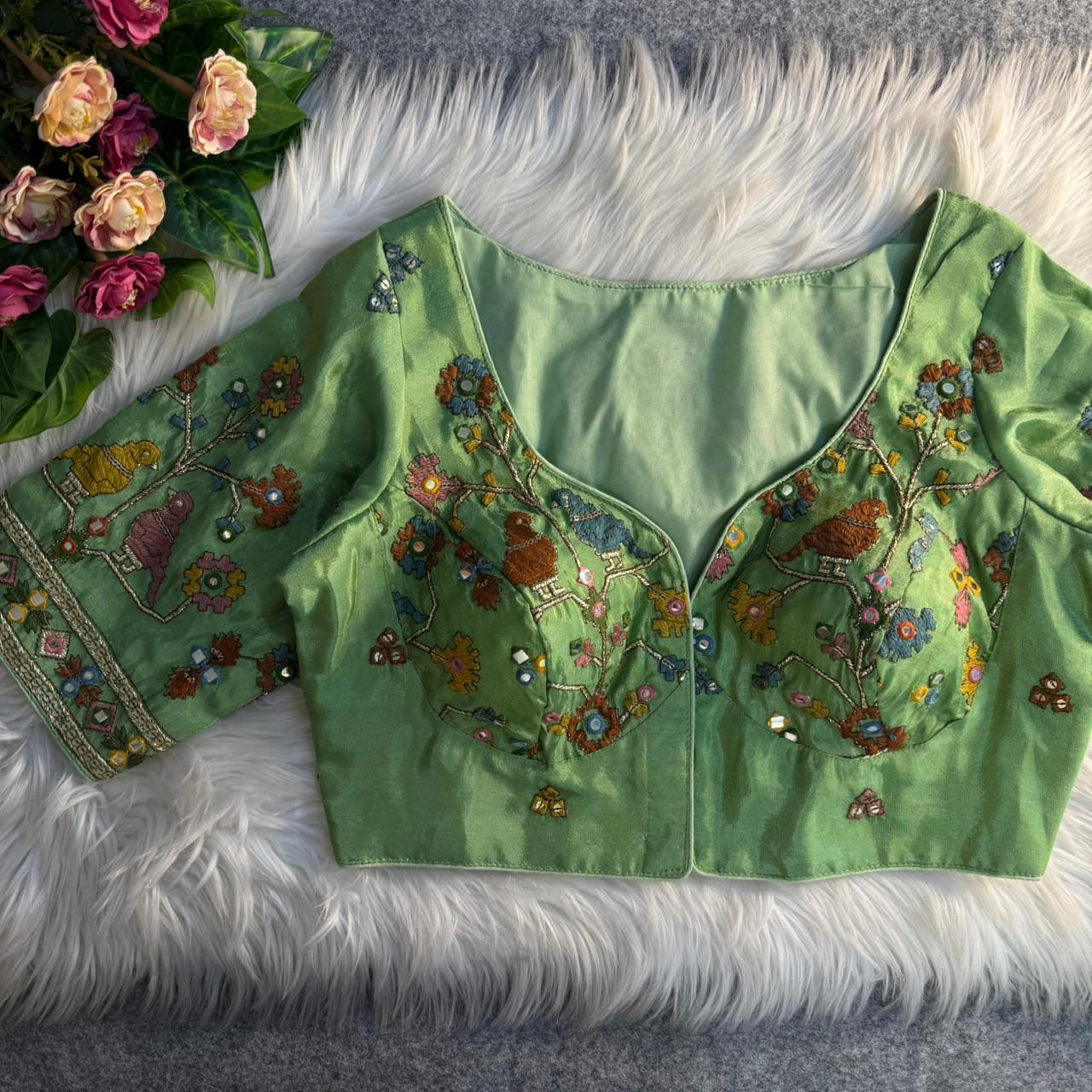 Readymade Pure Soft Viscose Cosmos Silk Sabyasachi Style Bridal Blouse