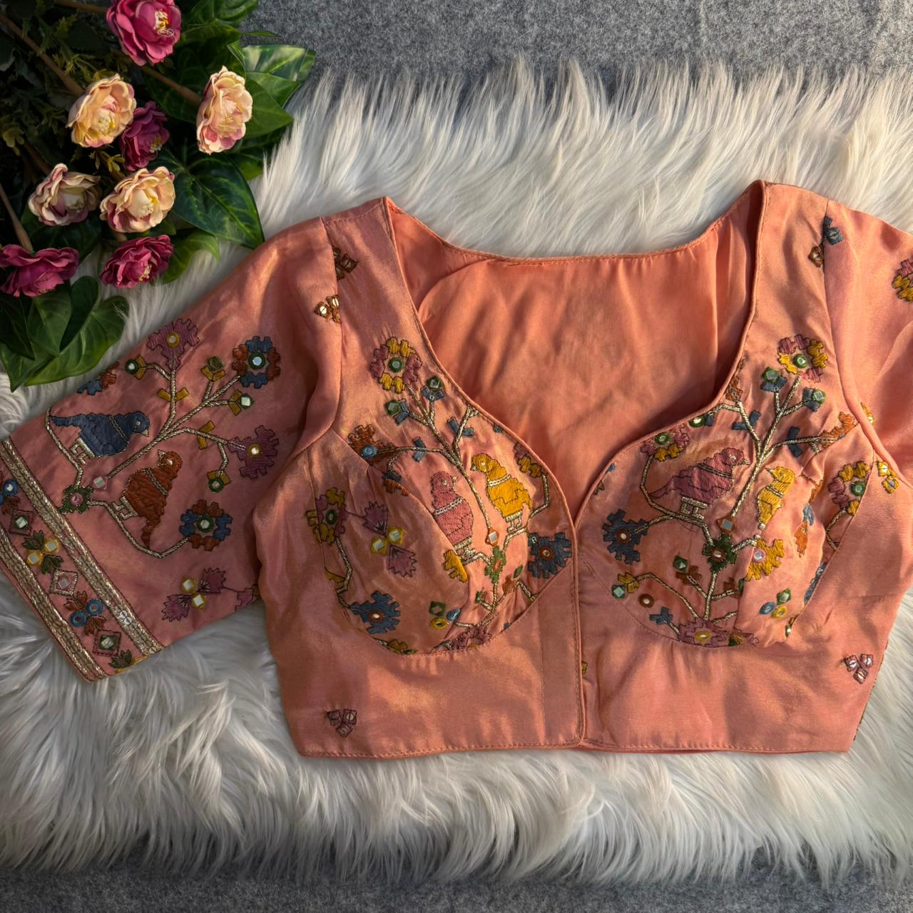 Readymade Pure Soft Viscose Cosmos Silk Sabyasachi Style Bridal Blouse 