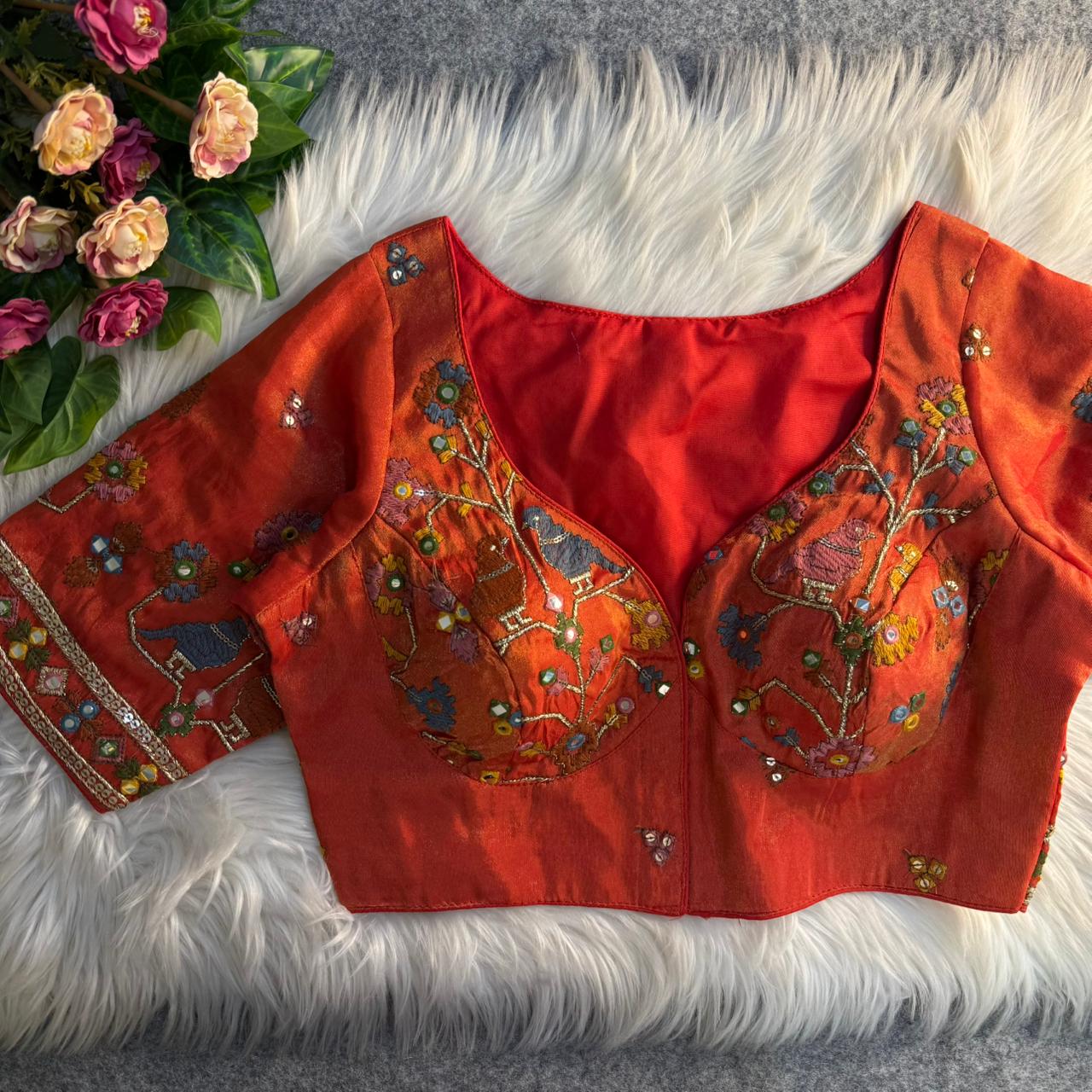 Readymade Pure Soft Viscose Cosmos Silk Sabyasachi Style Bridal Blouse 