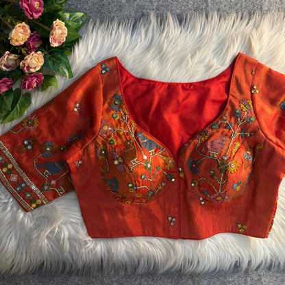 Readymade Pure Soft Viscose Cosmos Silk Sabyasachi Style Bridal Blouse 