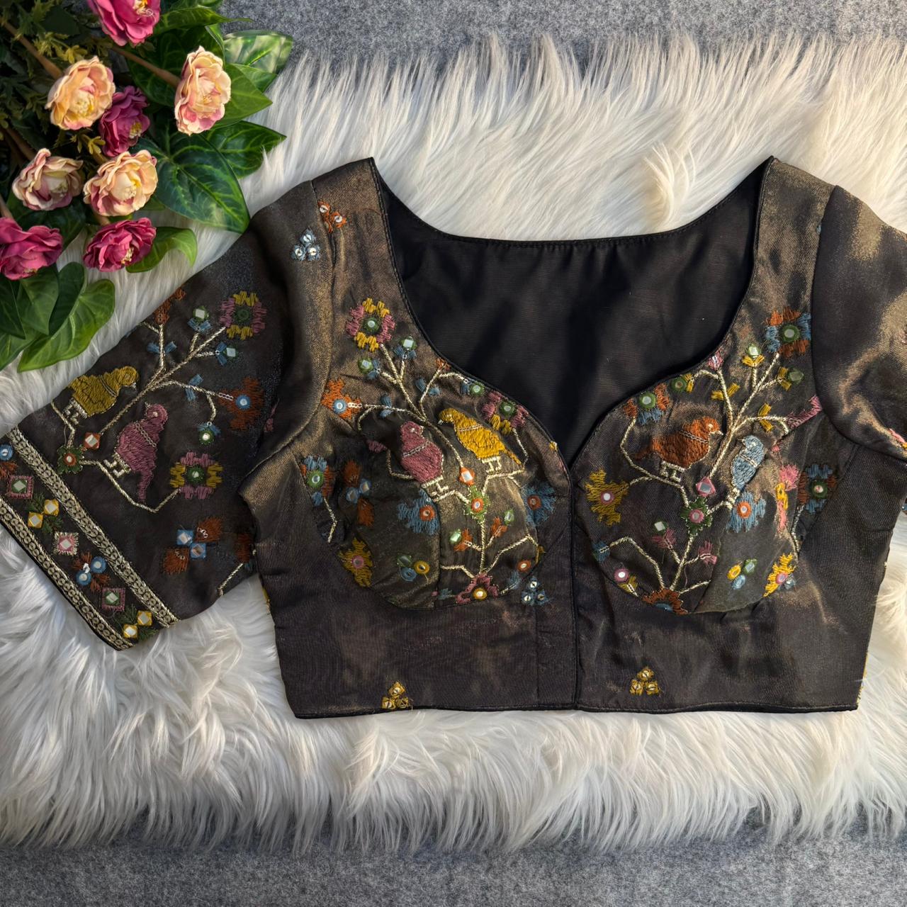 Readymade Pure Soft Viscose Cosmos Silk Sabyasachi Style Bridal Blouse 