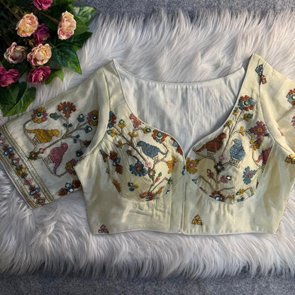 Readymade Pure Soft Viscose Cosmos Silk Sabyasachi Style Bridal Blouse 