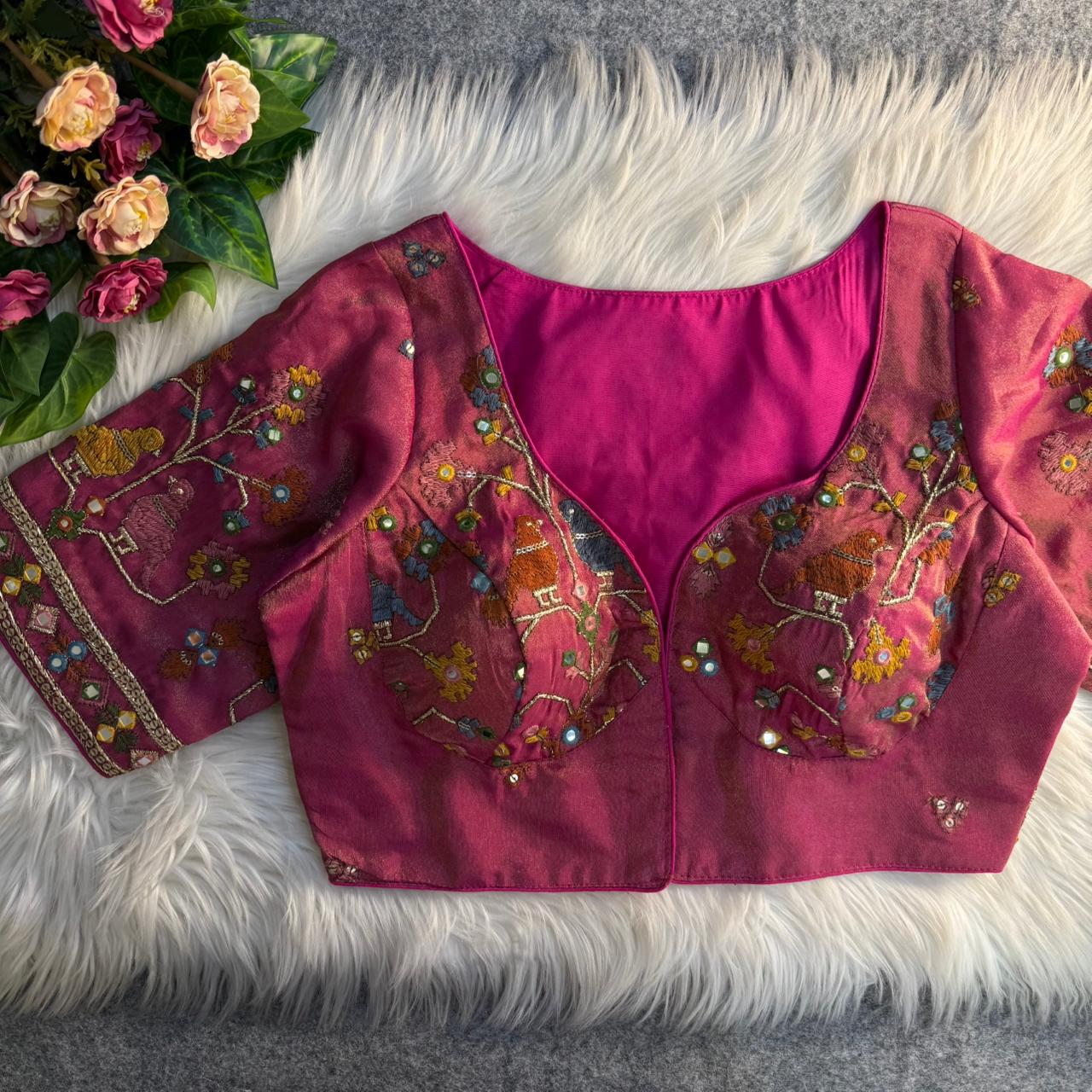 Readymade Pure Soft Viscose Cosmos Silk Sabyasachi Style Bridal Blouse 