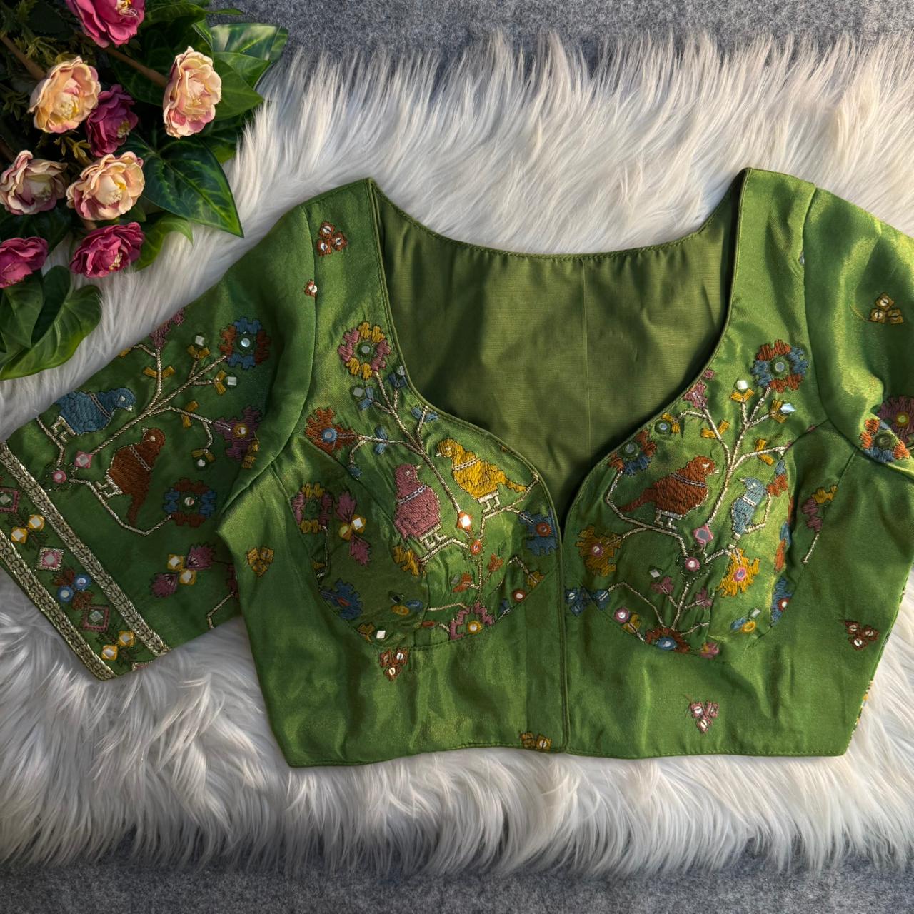 Readymade Pure Soft Viscose Cosmos Silk Sabyasachi Style Bridal Blouse 