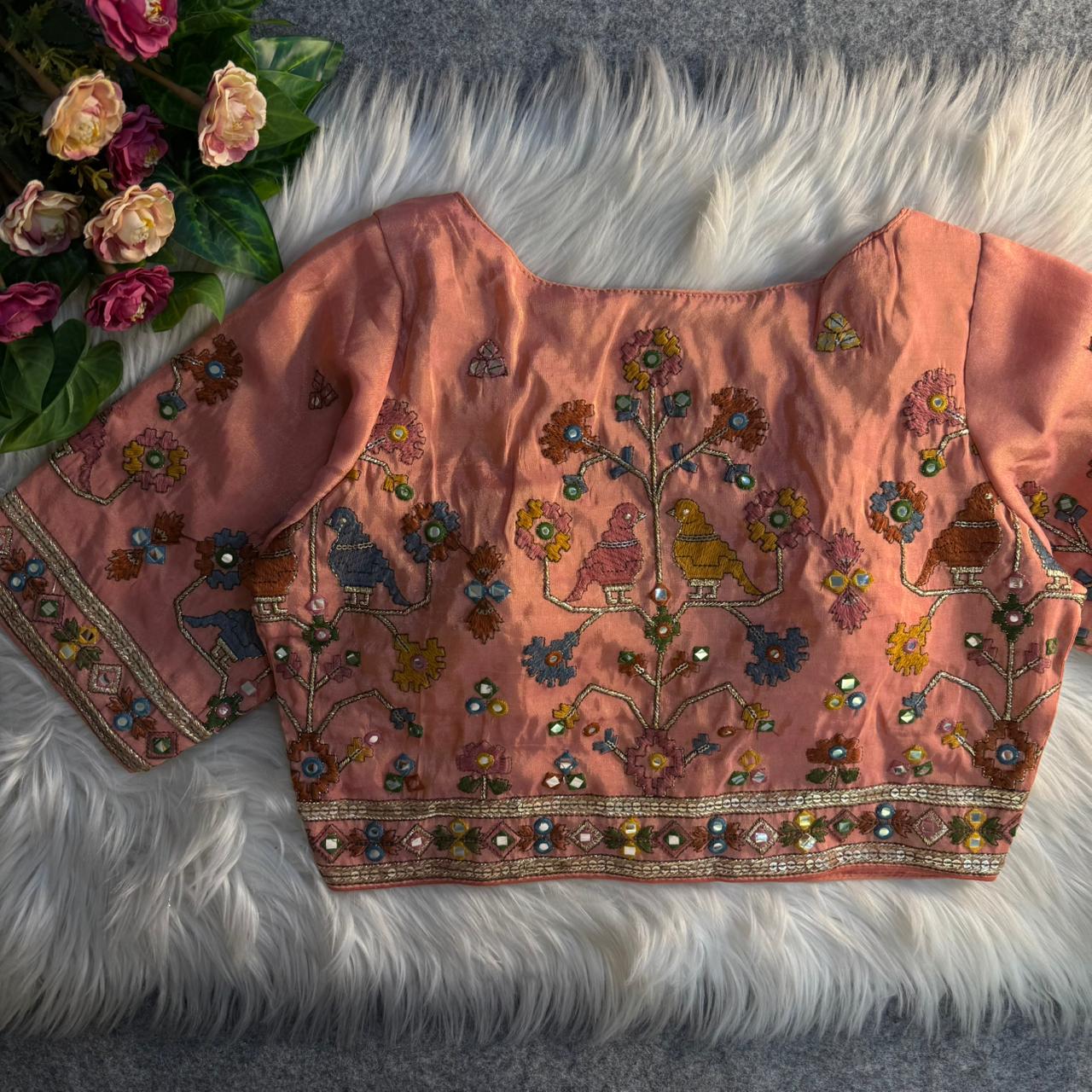 Readymade Pure Soft Viscose Cosmos Silk Sabyasachi Style Bridal Blouse 