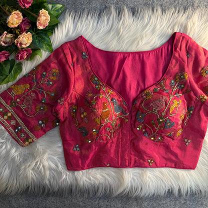 Readymade Pure Soft Viscose Cosmos Silk Sabyasachi Style Bridal Blouse 