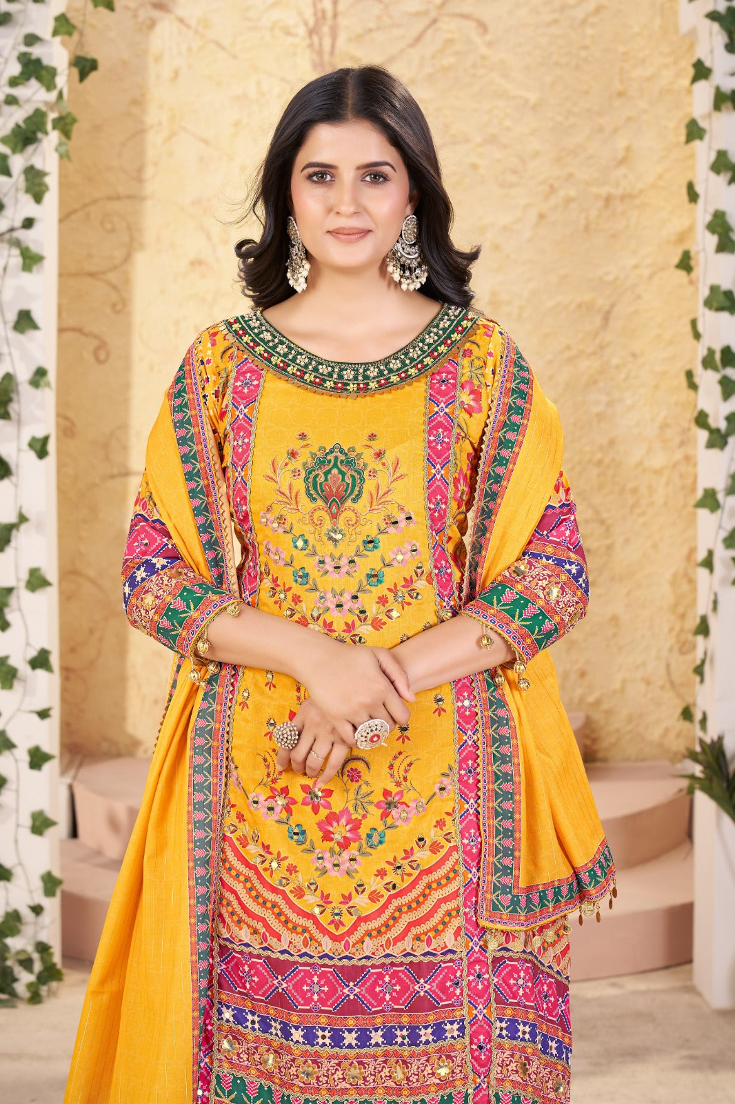 Yellow Pure Swarah Heavy Fancy Plazo Pair With Dupatta Set