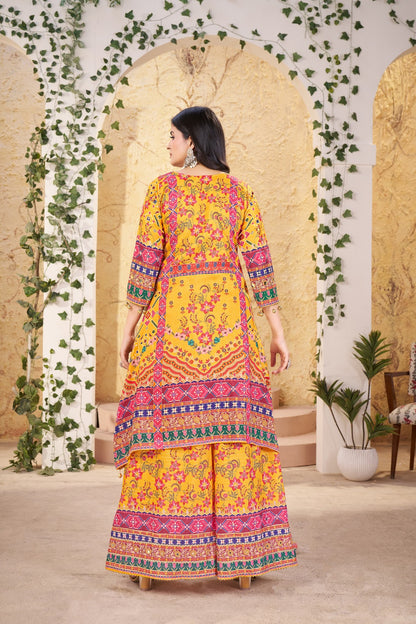 Yellow Pure Swarah Heavy Fancy Plazo Pair With Dupatta Set