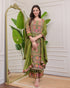 Green Pure Soft Muslin Print Heavy Embroidery Salwar Suit 