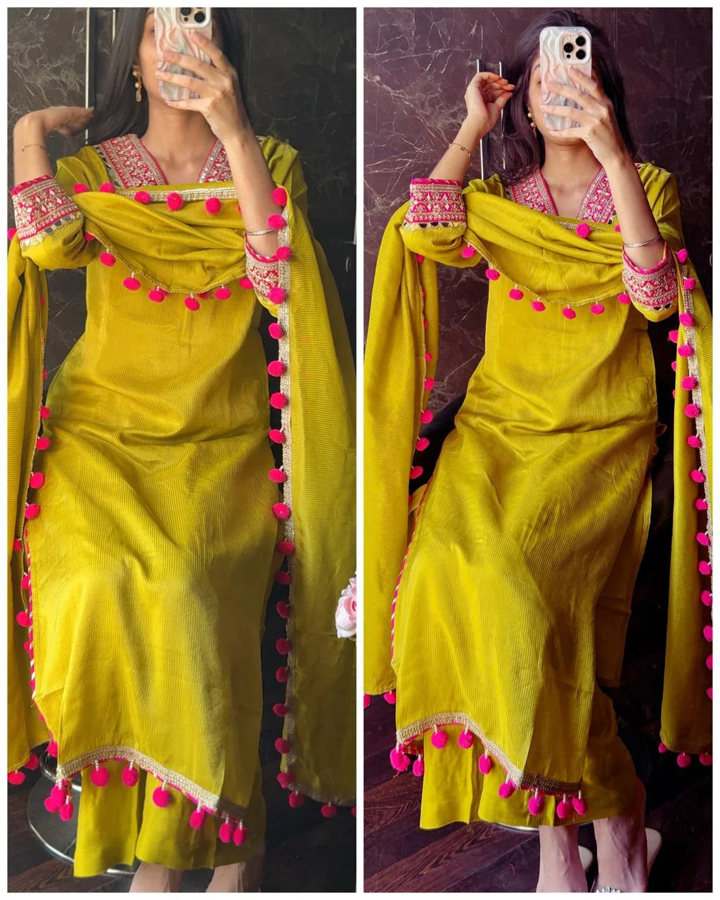 Mustard Pure Soft Viscose Print Heavy Thread Work Salwar Suit ##color## Gharara Suit with premium fabric and embroidery