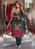 Green Pure Soft Muslin Print Heavy Thread Work Salwar Suit 