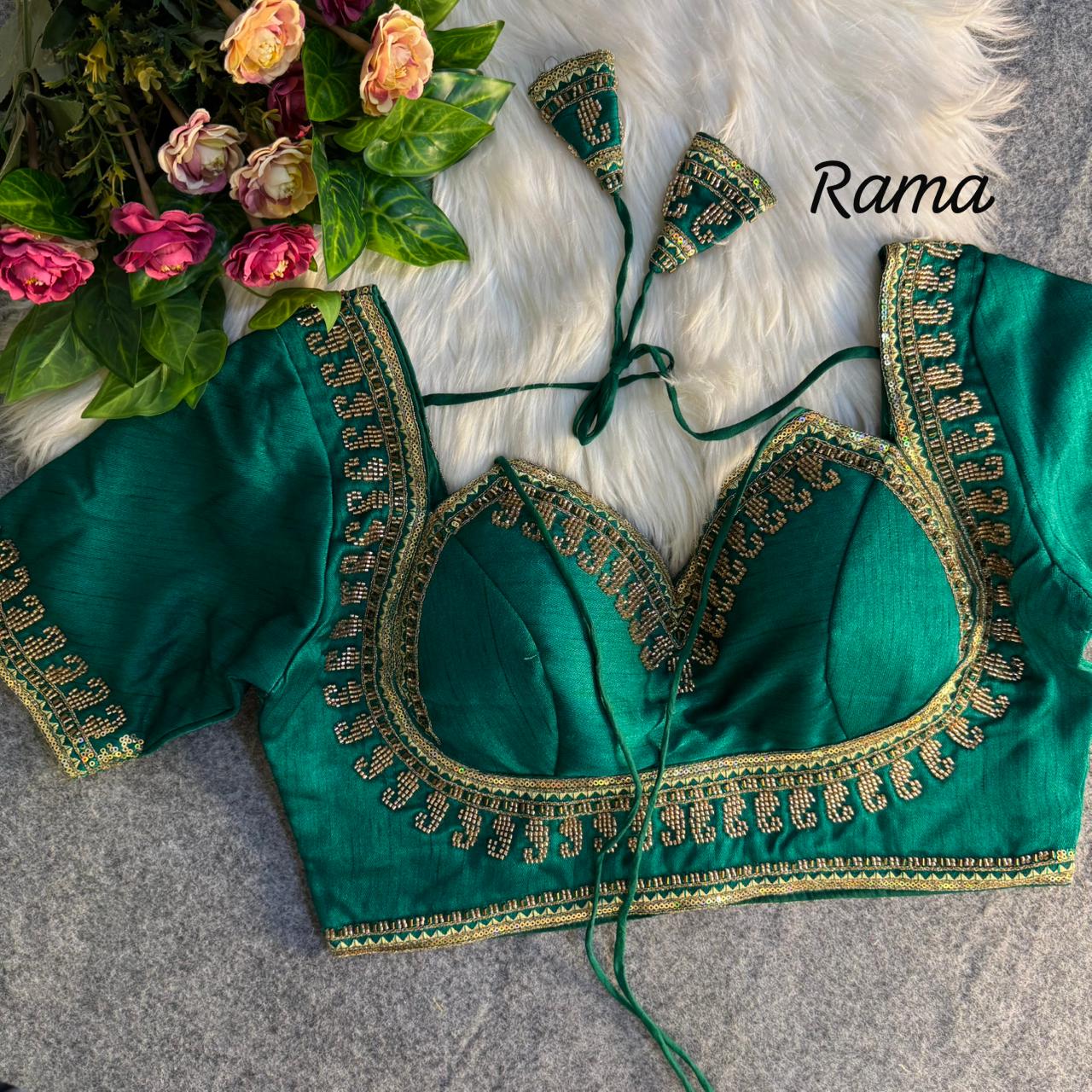 Readymade Pure Soft Italian Silk Beads Work Masaba Style Bridal Blouse ##color## Sleeveless Blouse with premium fabric and embroidery