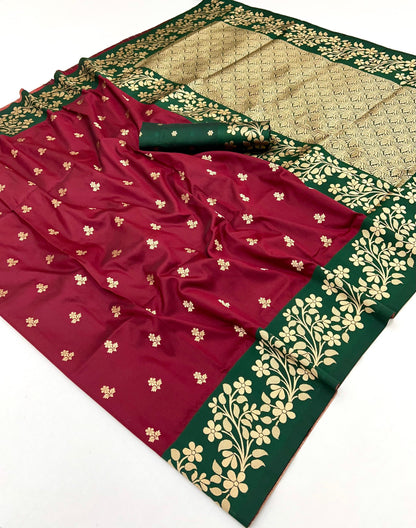 Maroon Pure Soft Handloom Weaving Silk Saree 
