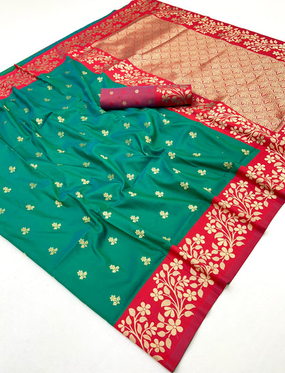 Green Pure Soft Handloom Weaving Silk Saree 