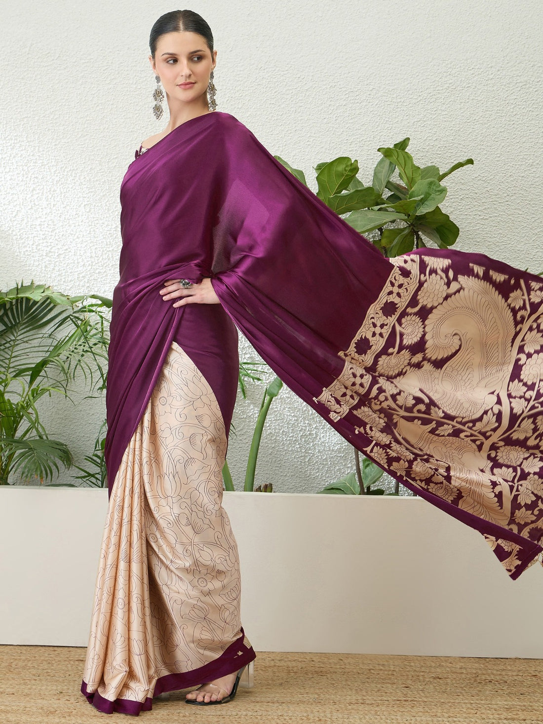 Purple Pure Soft Handloom Weaving Silk Saree 