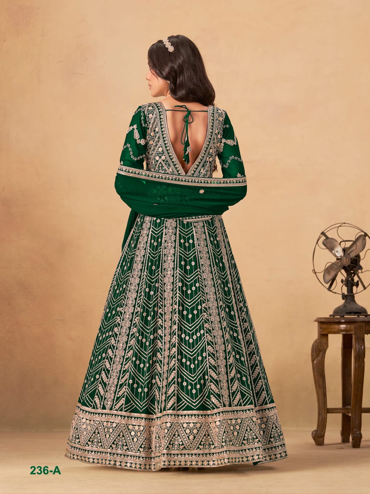 Green Pure Soft Faux Georgette Heavy Embroidery Work Long Anarkali Gown 