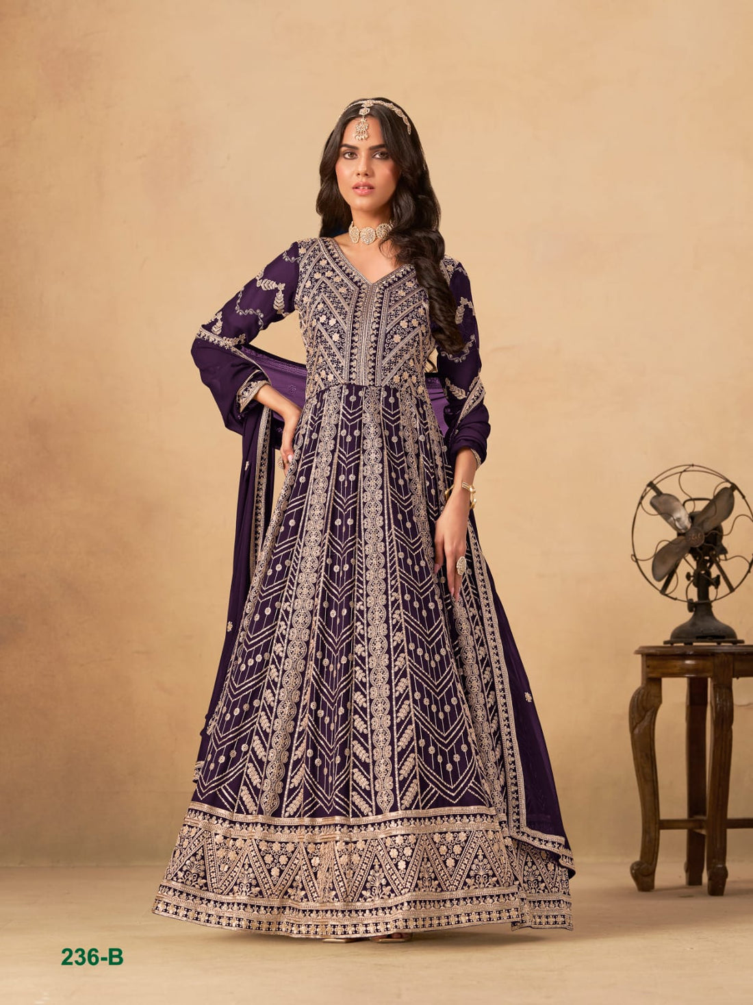 Wine Pure Soft Faux Georgette Heavy Embroidery Work Long Anarkali Gown 