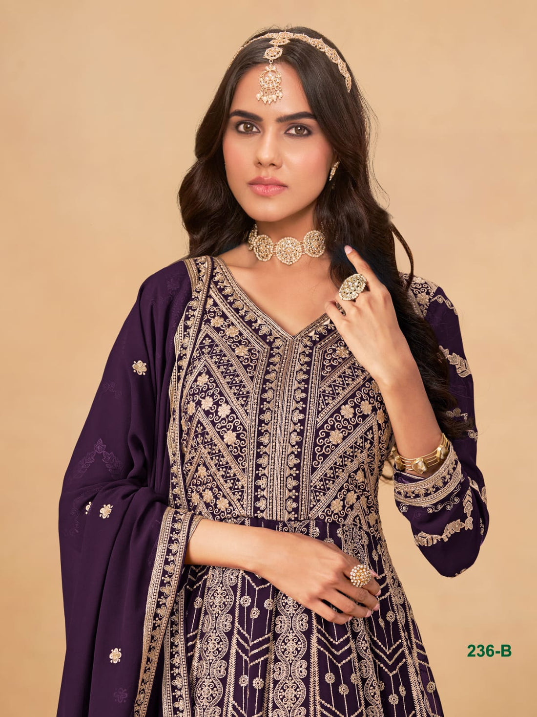 Wine Pure Soft Faux Georgette Heavy Embroidery Work Long Anarkali Gown 