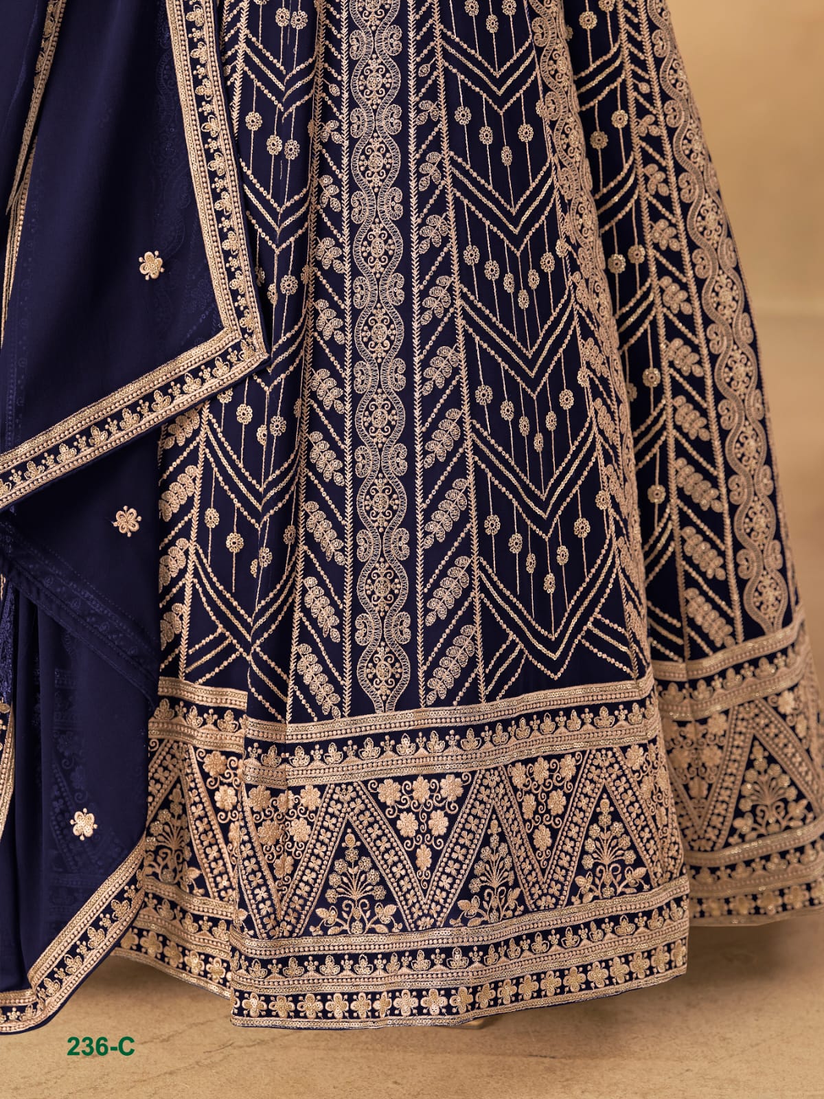 Neavy Blue Pure Soft Faux Georgette Heavy Embroidery Work Long Anarkali Gown 