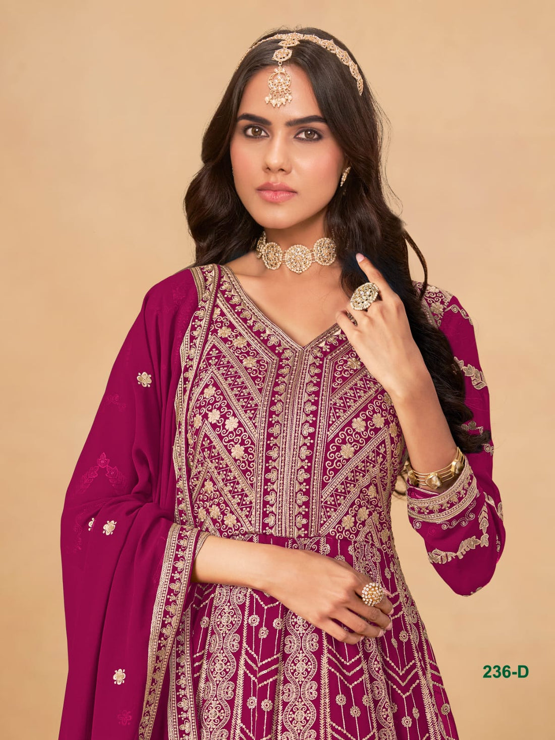 Rani Pure Soft Faux Georgette Heavy Embroidery Work Long Anarkali Gown 