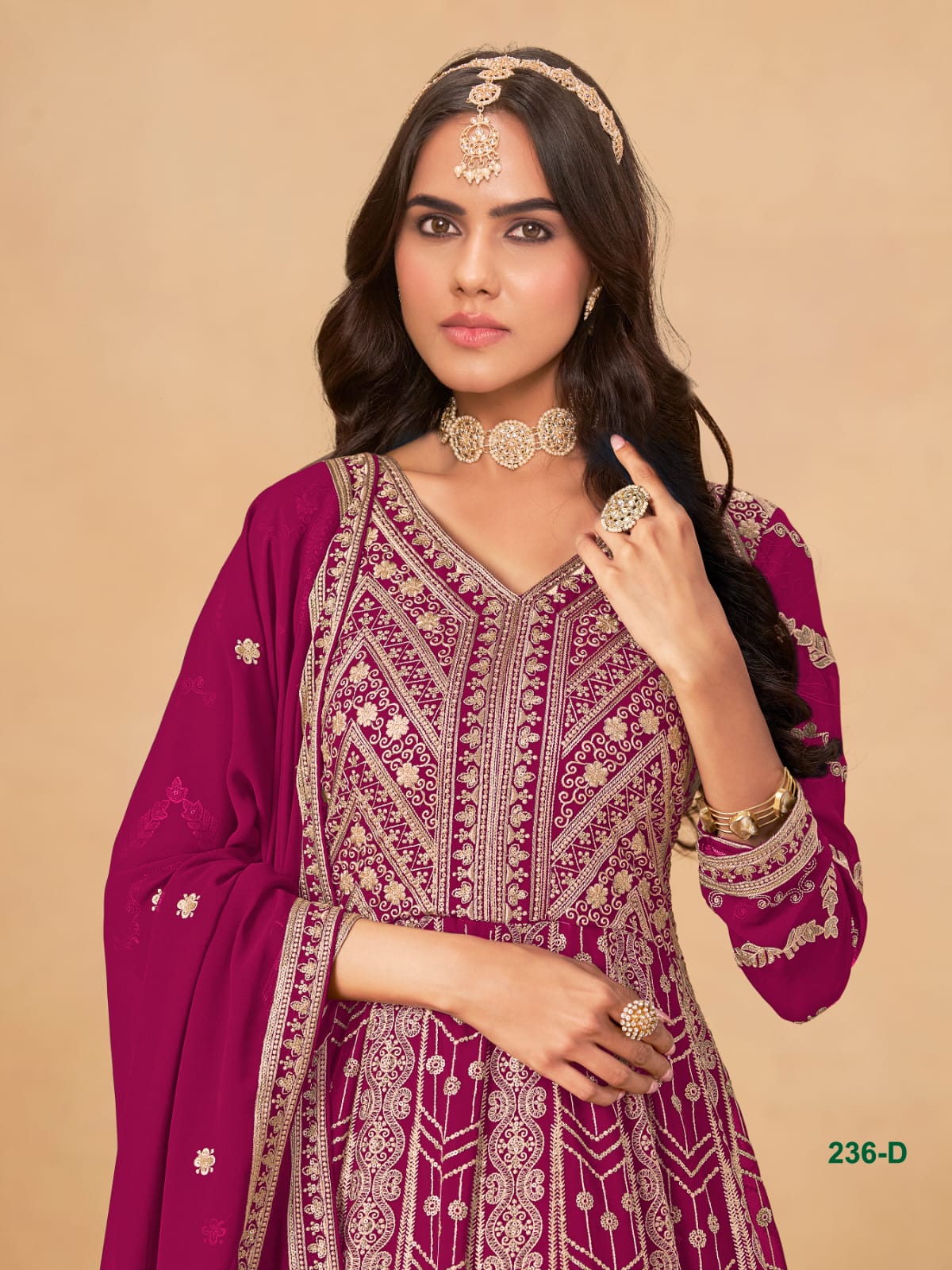 Rani Pure Soft Faux Georgette Heavy Embroidery Work Long Anarkali Gown 