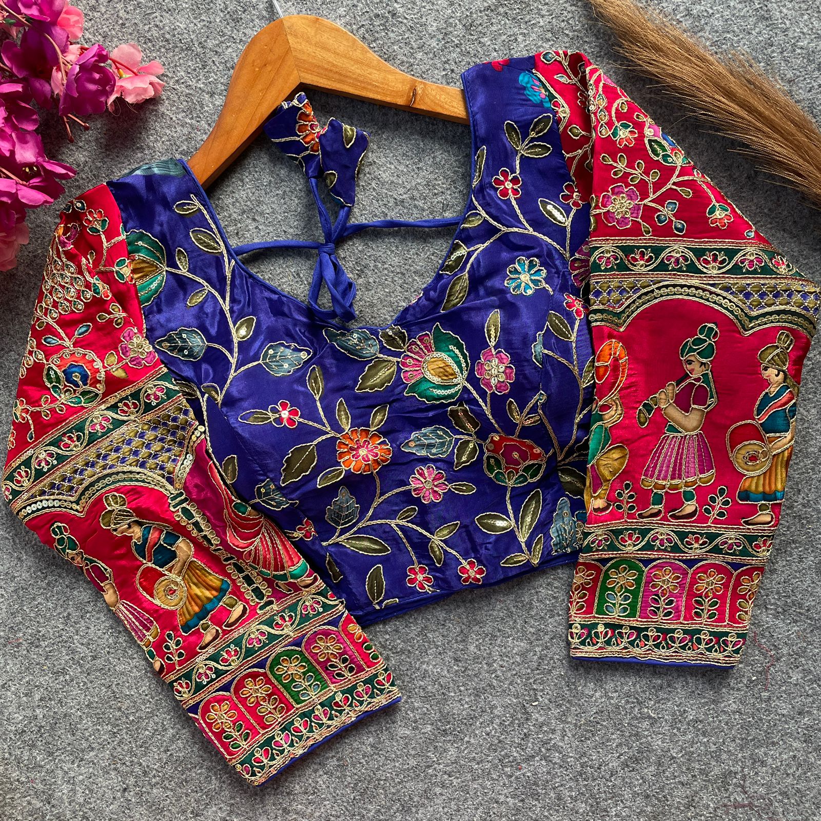 Readymade Pure Soft Crep Chinon Position Print Bridal Blouse 
