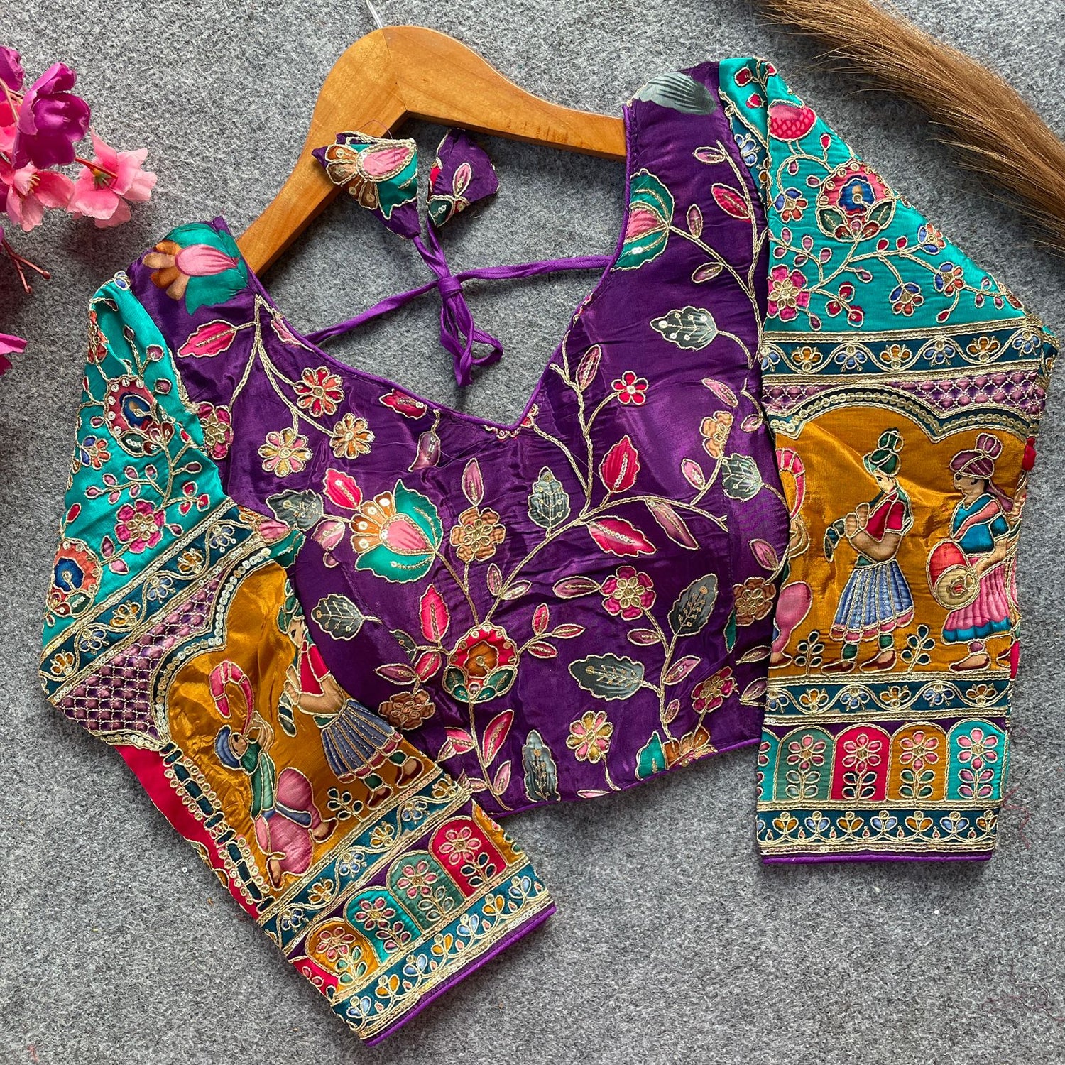 Readymade Pure Soft Crep Chinon Position Print Bridal Blouse 
