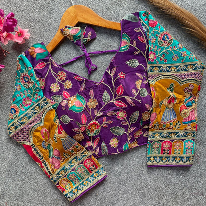 Readymade Pure Soft Crep Chinon Position Print Bridal Blouse 