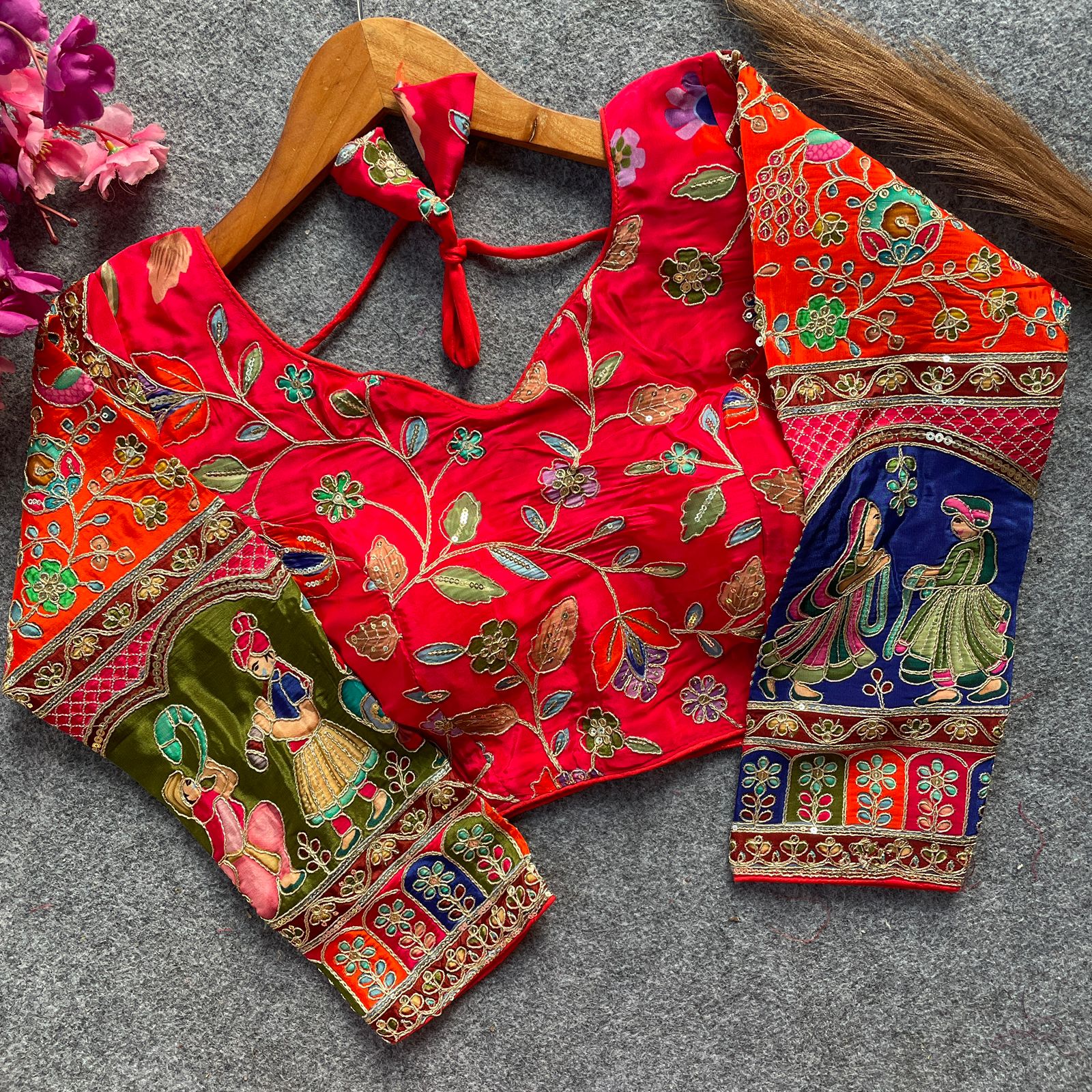 Readymade Pure Soft Crep Chinon Position Print Bridal Blouse