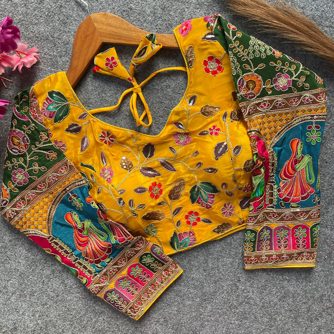 Readymade Pure Soft Crep Chinon Position Print Bridal Blouse 