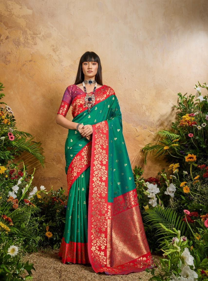 Green Pure Soft Handloom Weaving Silk Saree 