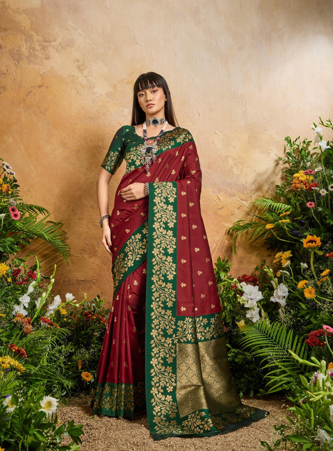 Maroon Pure Soft Handloom Weaving Silk Saree 