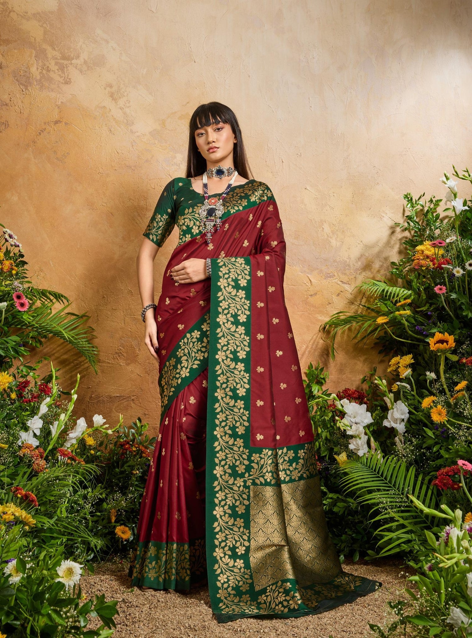 Maroon Pure Soft Handloom Weaving Silk Saree 