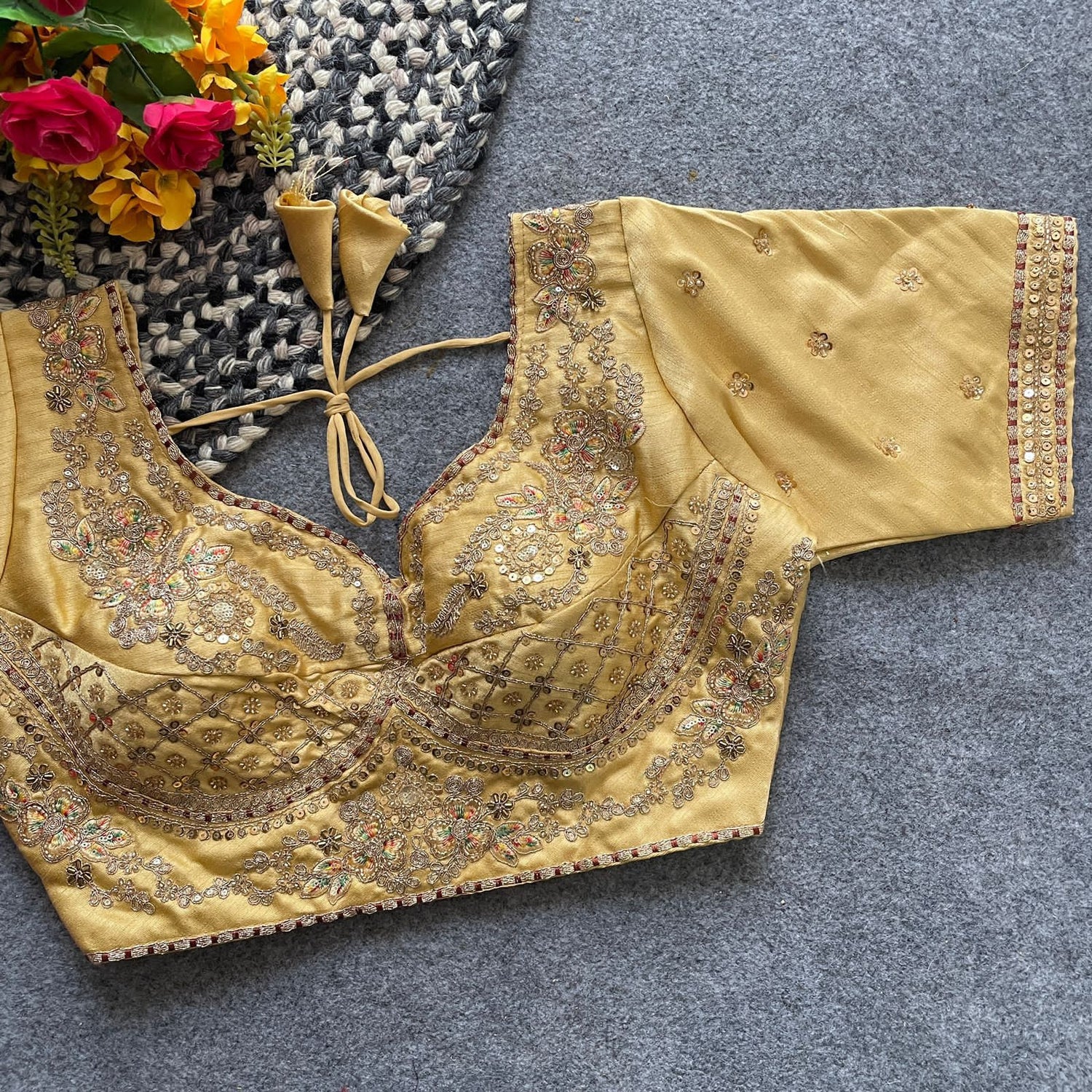 Readymade Pure Soft Italian Silk Heavy Handwork Bridal Blouse 