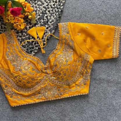 Readymade Pure Soft Italian Silk Heavy Handwork Bridal Blouse 