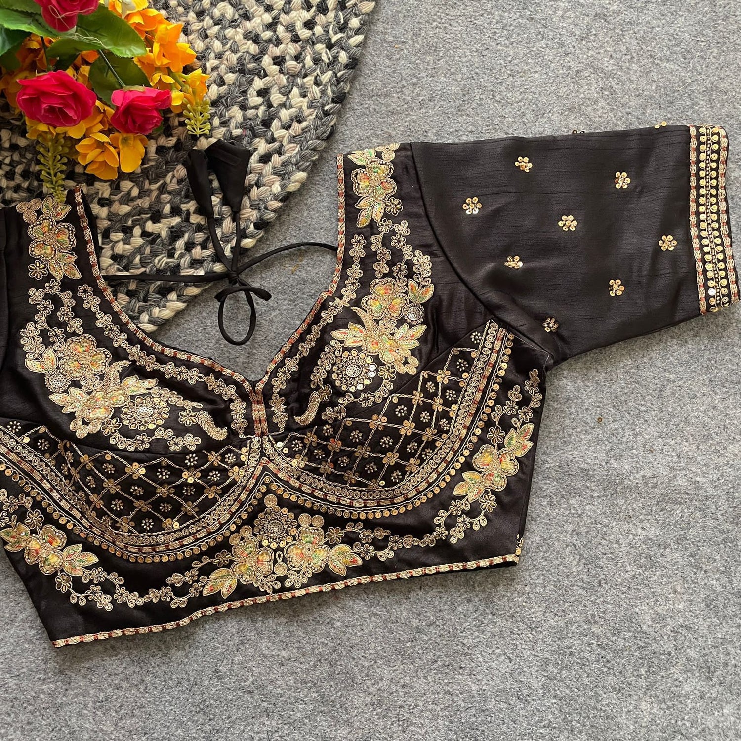 Readymade Pure Soft Italian Silk Heavy Handwork Bridal Blouse 