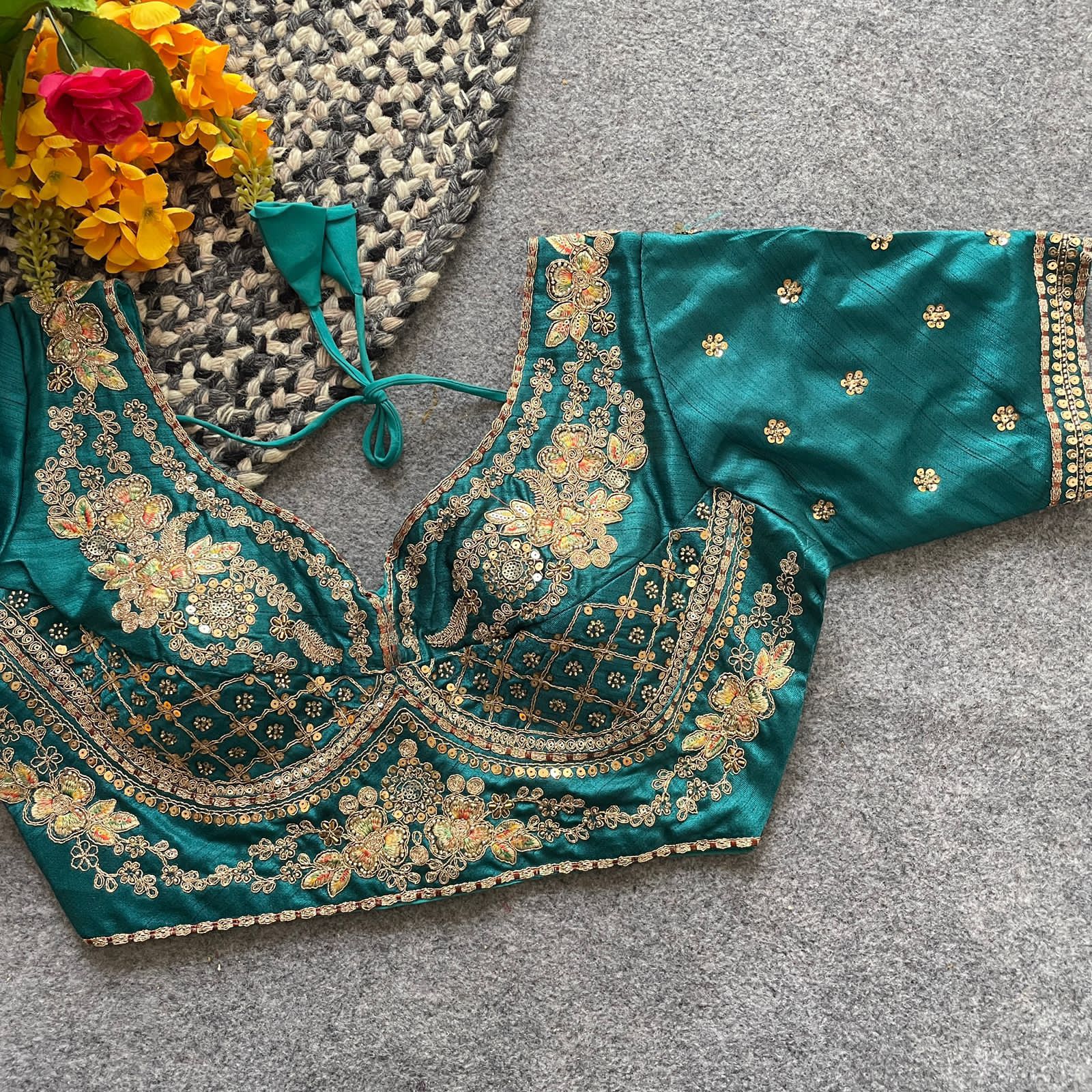 Readymade Pure Soft Italian Silk Heavy Handwork Bridal Blouse ##color## Sleeveless Blouse with premium fabric and embroidery