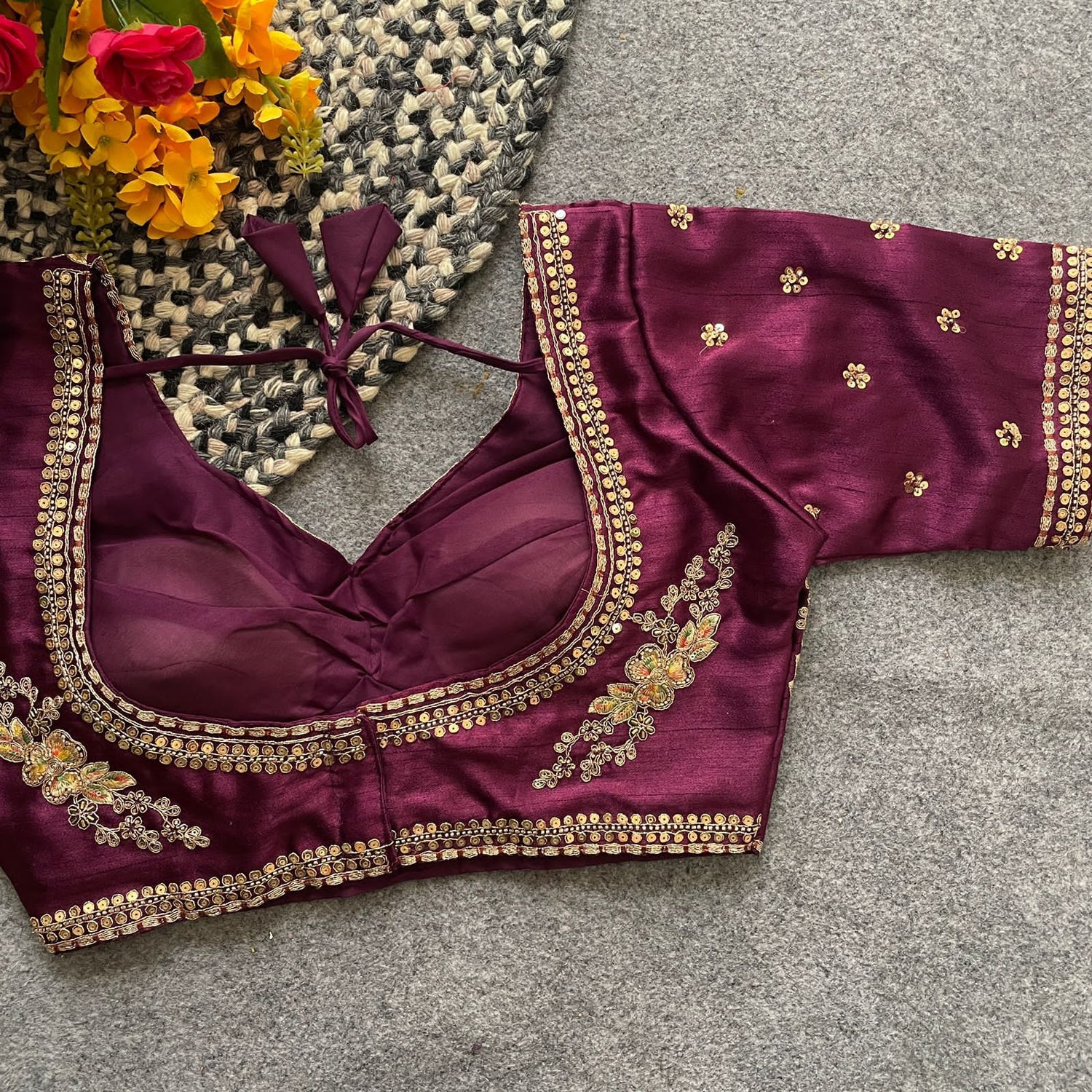 Readymade Pure Soft Italian Silk Heavy Handwork Bridal Blouse 