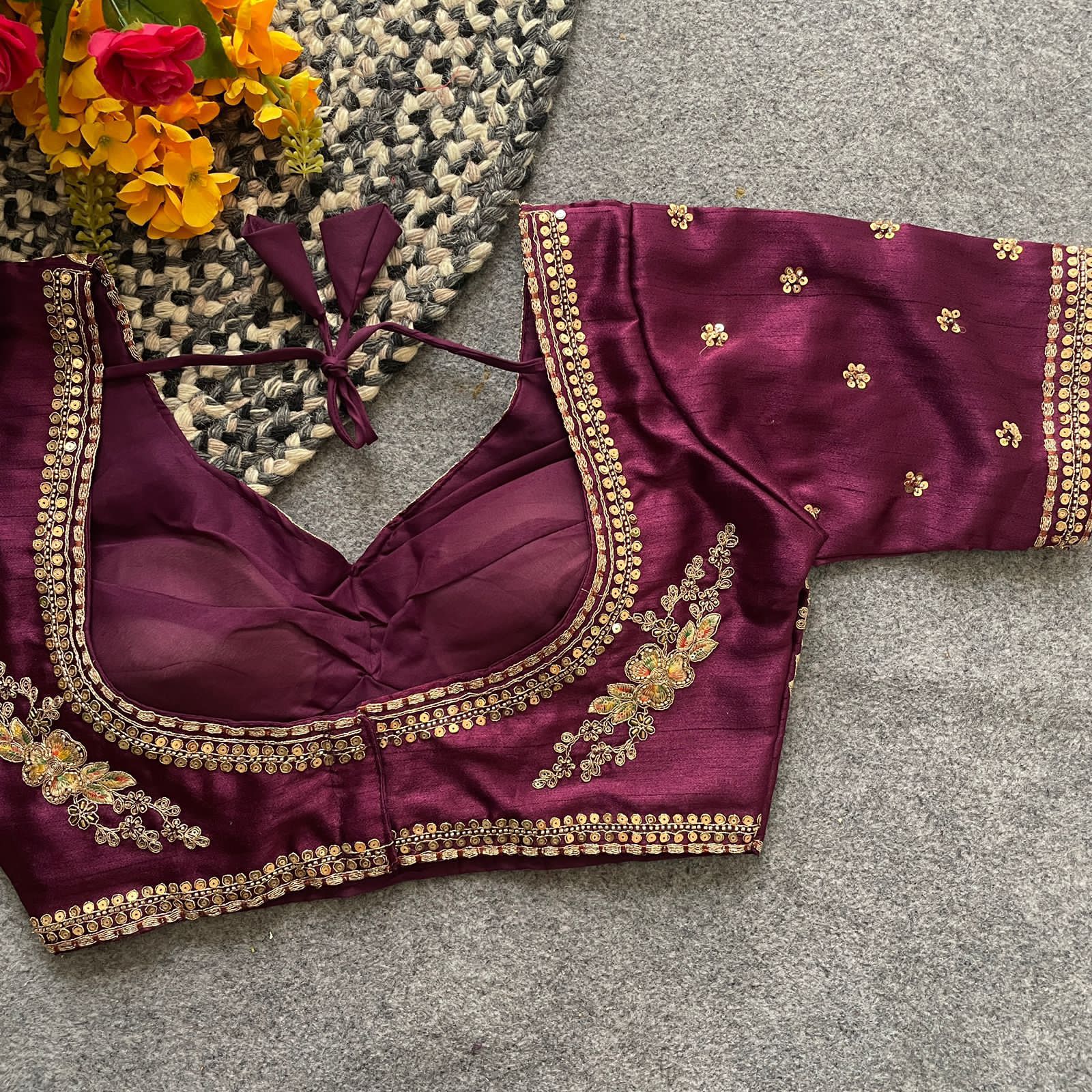 Readymade Pure Soft Italian Silk Heavy Handwork Bridal Blouse 