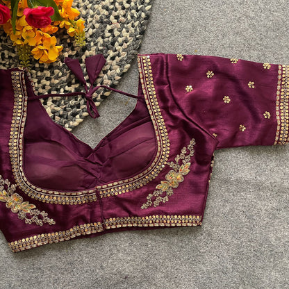 Readymade Pure Soft Italian Silk Heavy Handwork Bridal Blouse 