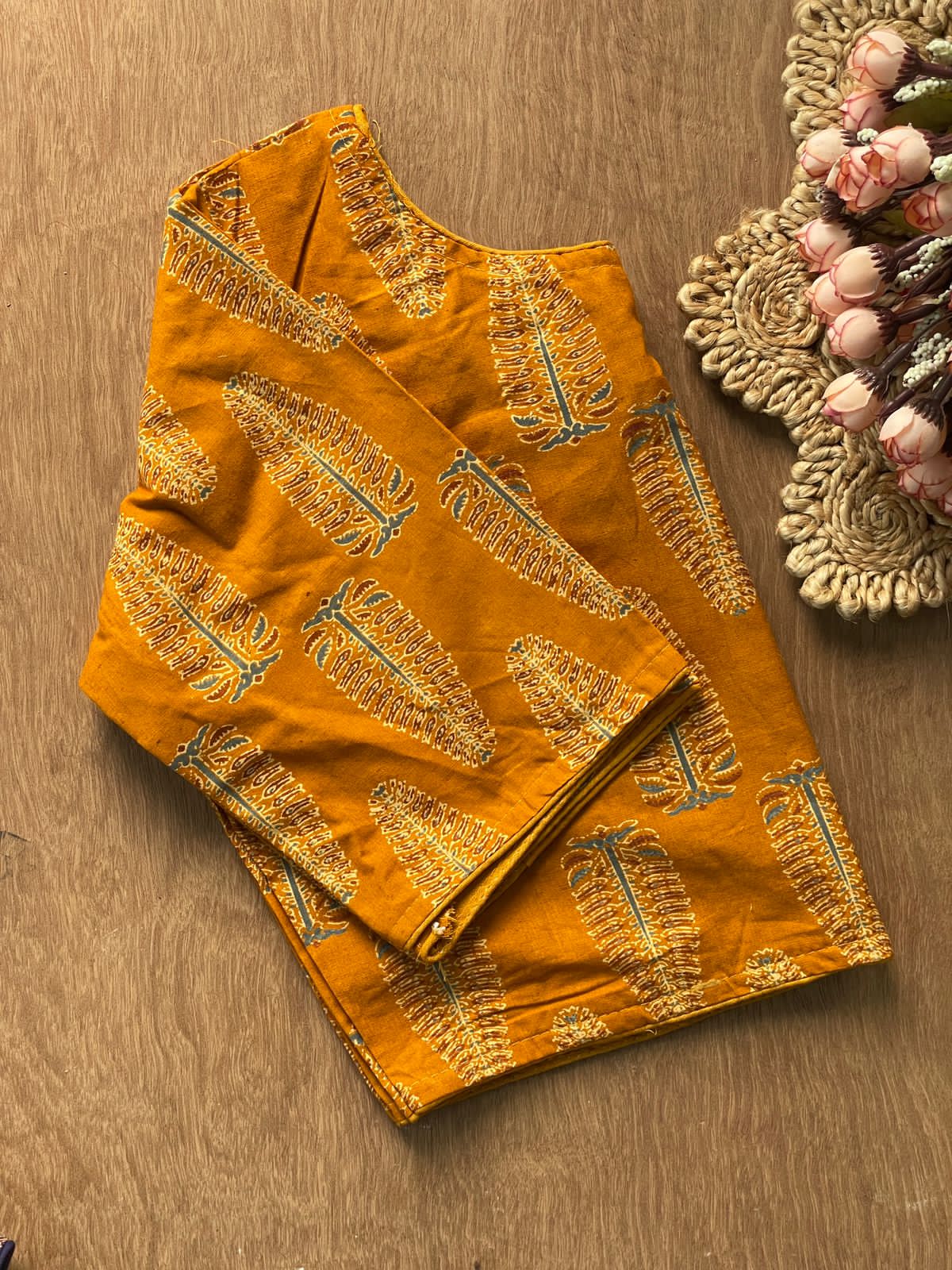 Readymade Pure Soft Cotton Ajarkh Print Handblock Blouse