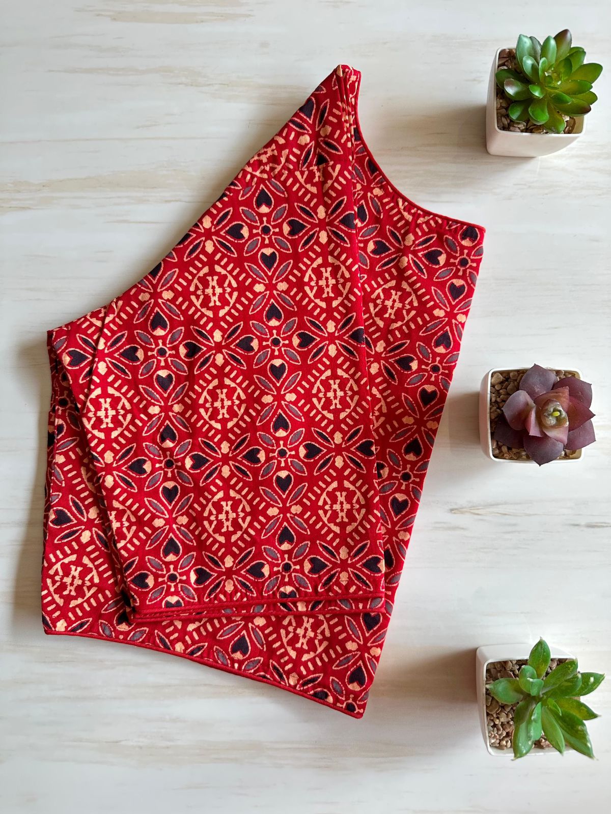 Readymade Pure Soft Cotton Ajarkh Print Handblock Blouse