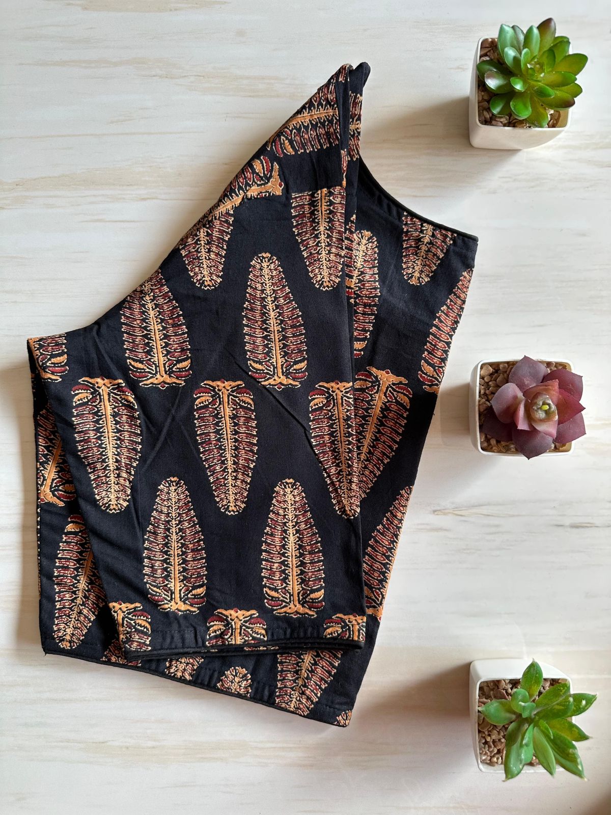 Readymade Pure Soft Cotton Ajarkh Print Handblock Blouse 
