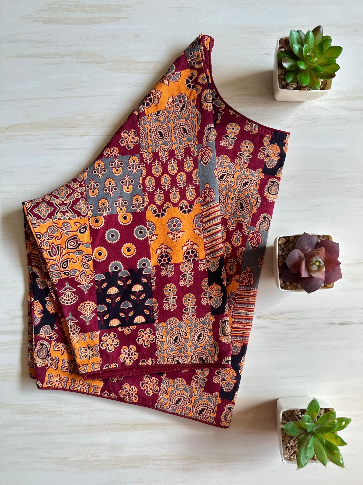 Readymade Pure Soft Cotton Ajarkh Print Handblock Blouse