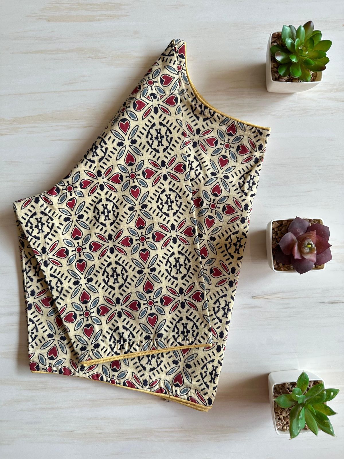 Readymade Pure Soft Cotton Ajarkh Print Handblock Blouse