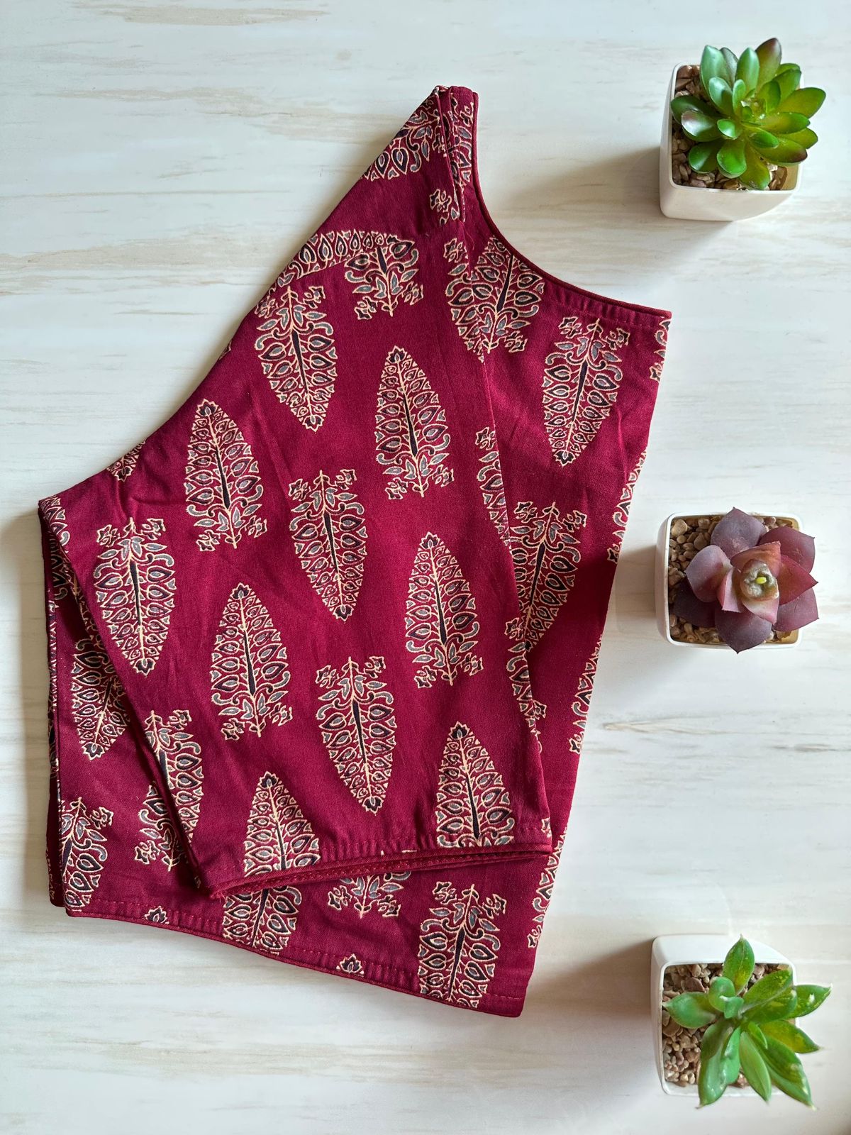Readymade Pure Soft Cotton Ajarkh Print Handblock Blouse