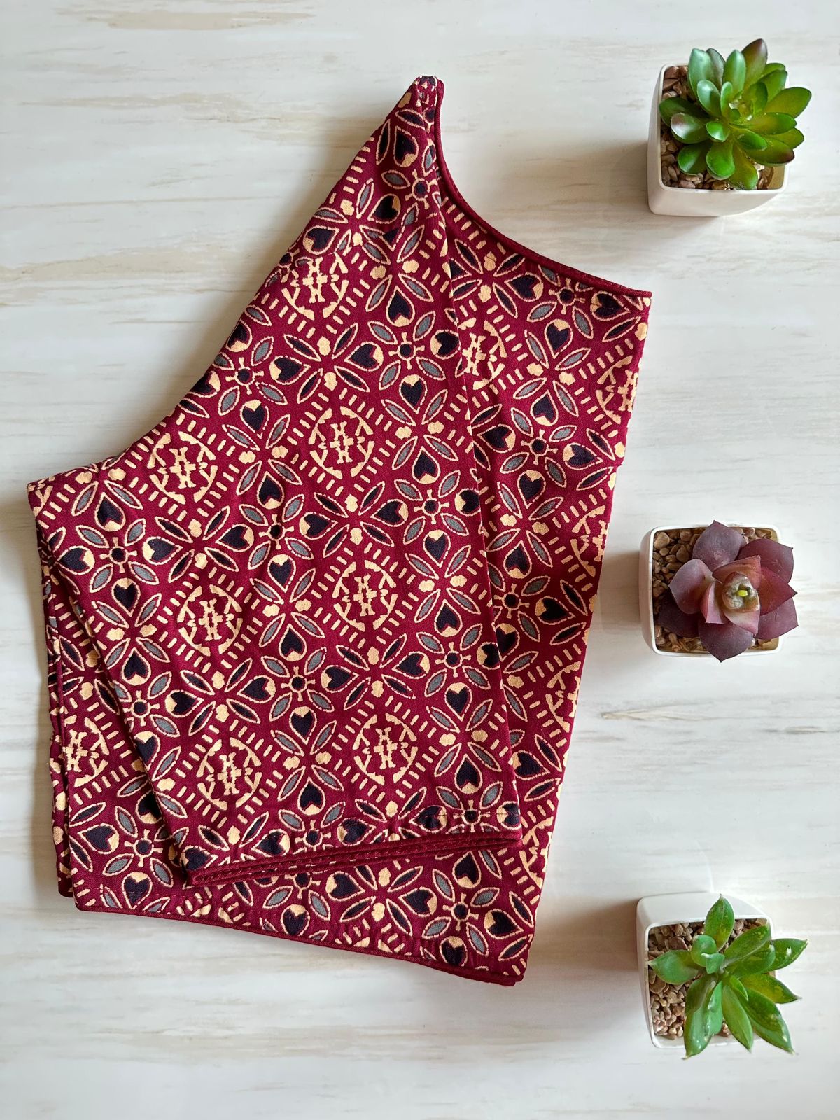 Readymade Pure Soft Cotton Ajarkh Print Handblock Blouse 