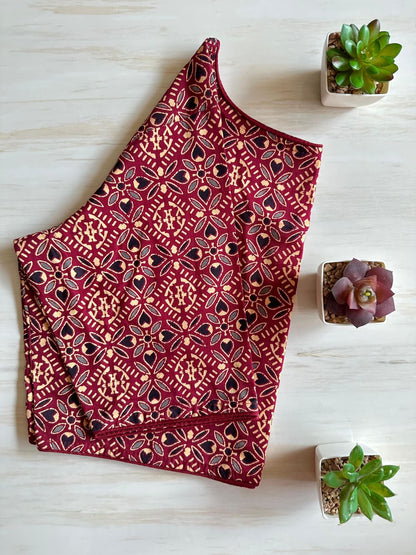 Readymade Pure Soft Cotton Ajarkh Print Handblock Blouse 