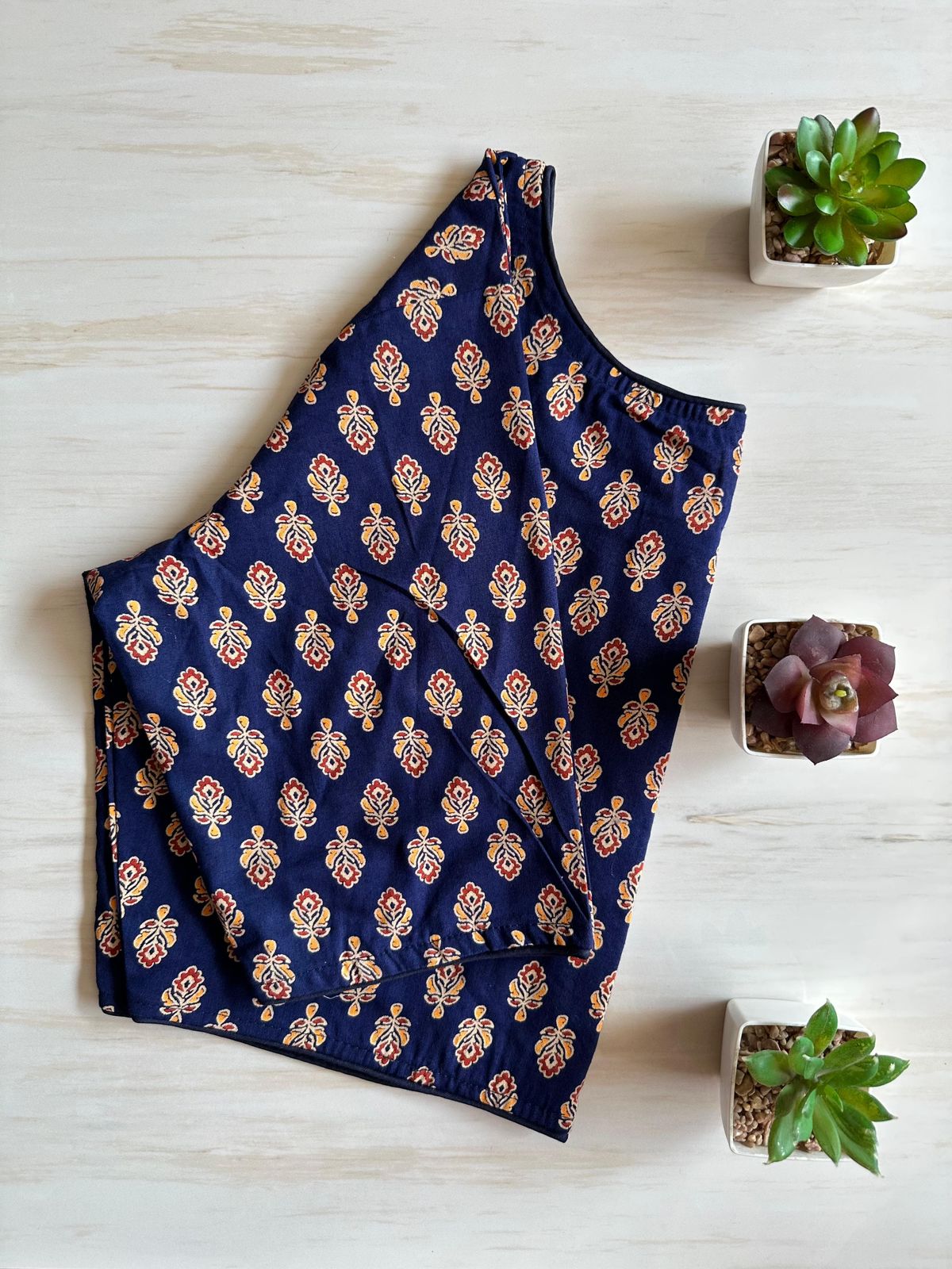 Readymade Pure Soft Cotton Ajarkh Print Handblock Blouse